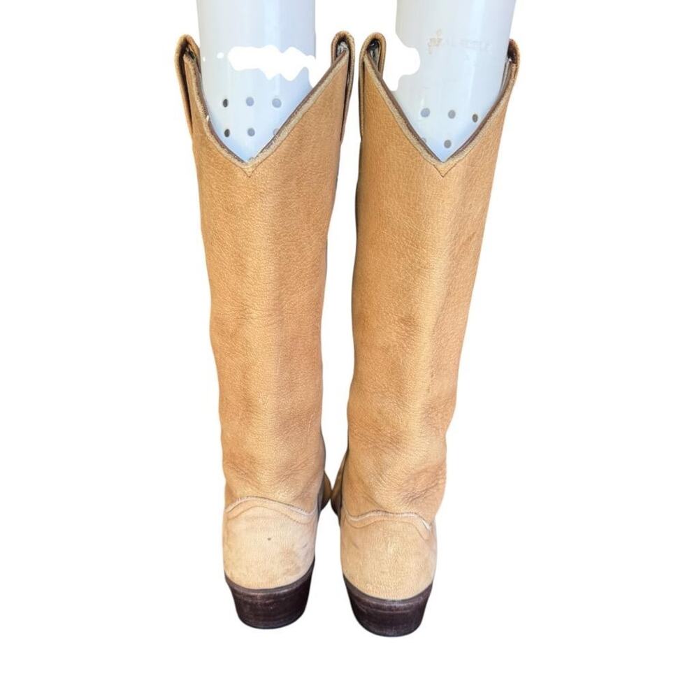 Vintage Larry Mahan Knee High Tan Leather Cowboy Boot Women size 5.5 - Picture 4 of 8